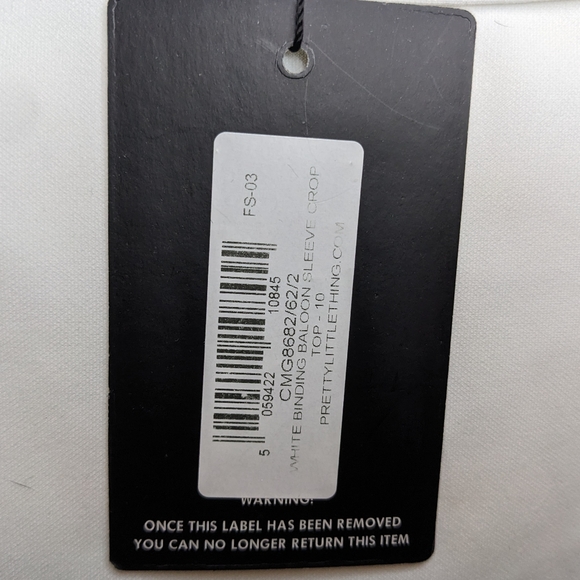 NWT PrettyLittleThing White Binding Balloon Sleeve Crop Top 🤍 Size 6 - Picture 15 of 15